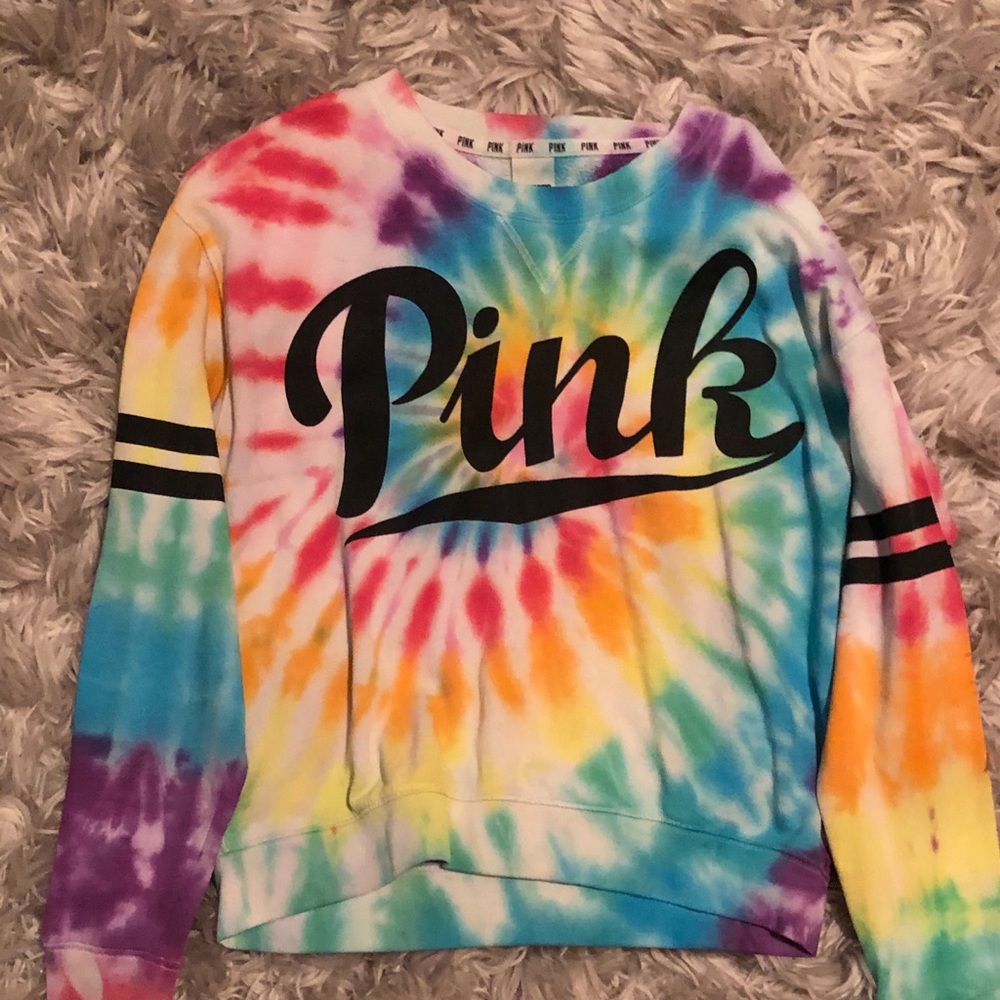 VS Pink Crewneck tie dyed sweater.